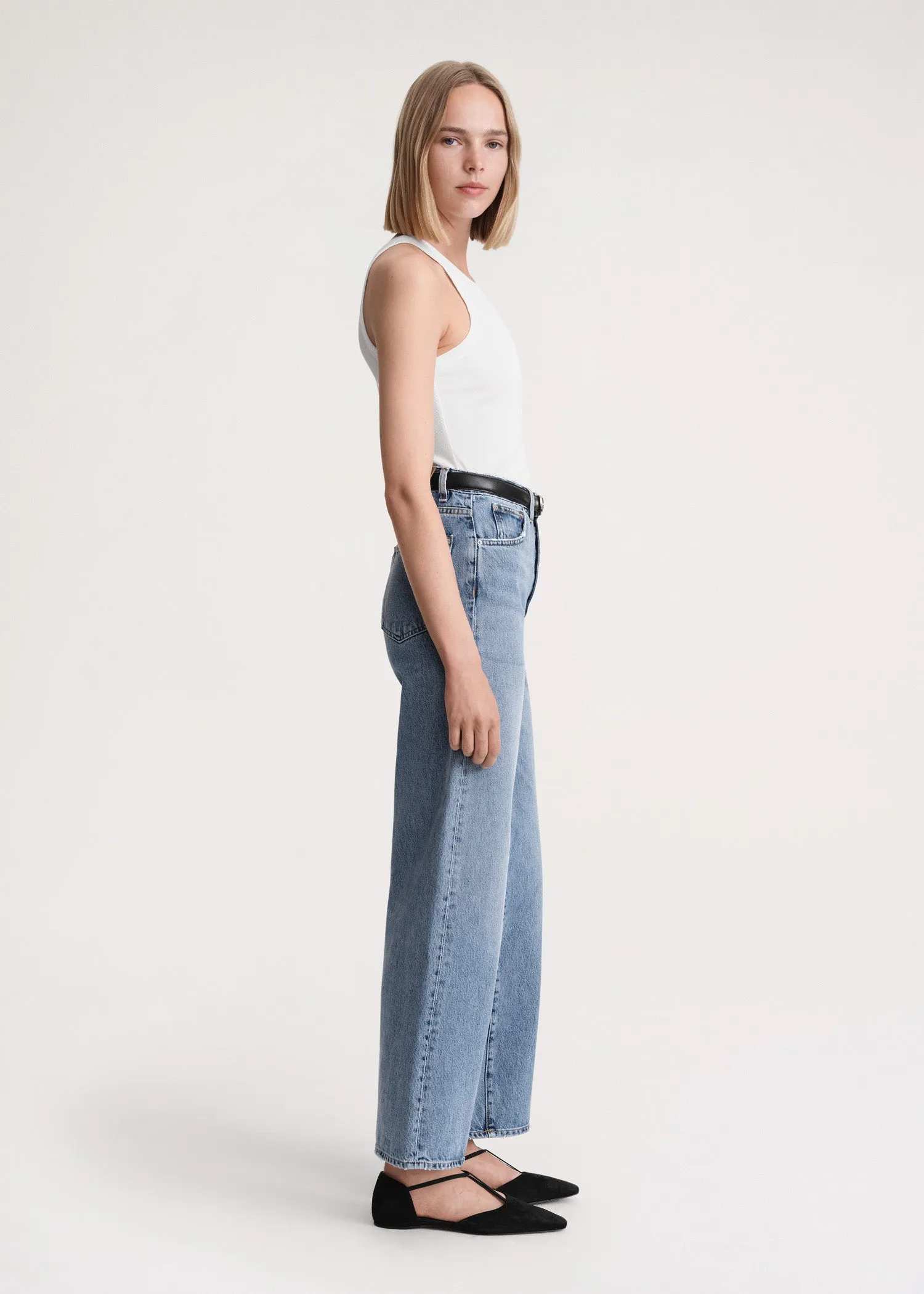 Flare fit denim worn blue